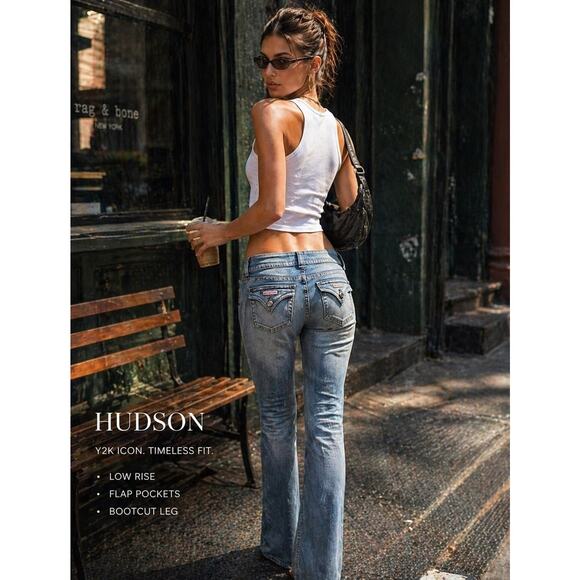 Hudson Denim - VTG Hudson Y2K Low Rise Bootcut Flap Pocket Light Wash Jeans Size 30 Made in USA